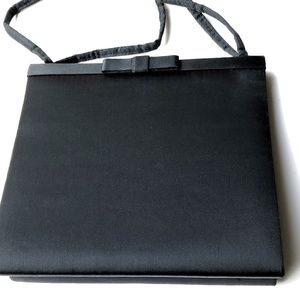 Valerie Stevens Black Satin Clutch, Black Clutch
